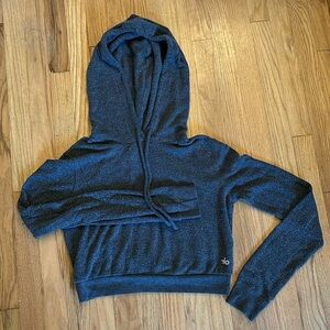 Women’s ALO Yoga Soft Cropped Hoodie Dark Gray XS